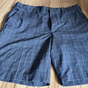PGA Tour Navy Plaid Flat Front Shorts